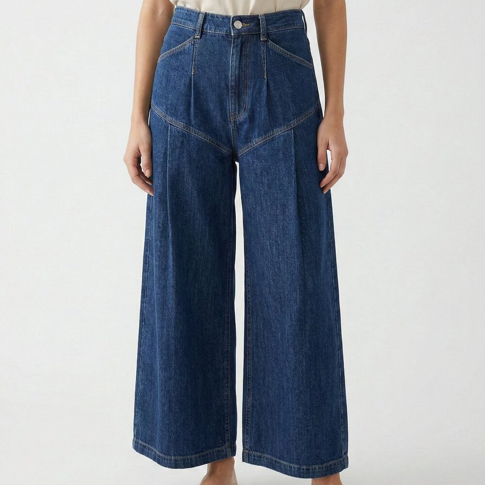 Anthropologie Pilcro Jeans Wide Leg Trouser Blue Denim High Rise 30T - Picture 11 of 11
